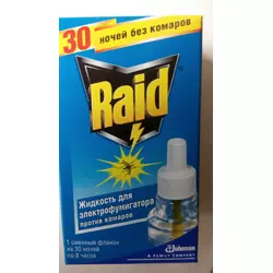 Жидкость от комаров для электрофумигатора Raid 30 ночей