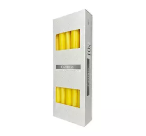 Свеча столовая декоративная желтая 10 шт в упаковке 7 часов, Bispol